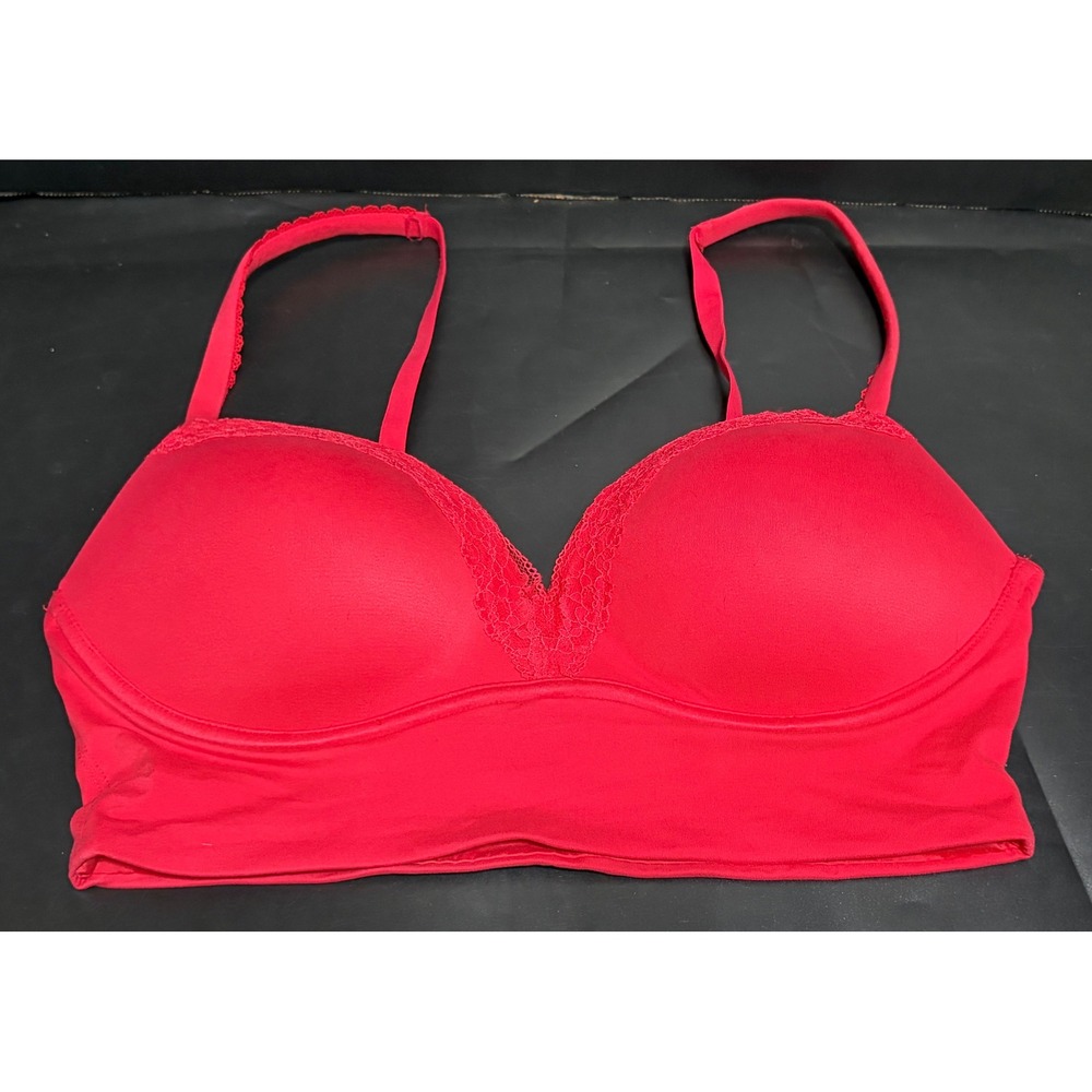 Victoria's Secret Red Padded No-Wire Lace Bralette 36C Longline Adjustable
Bra
